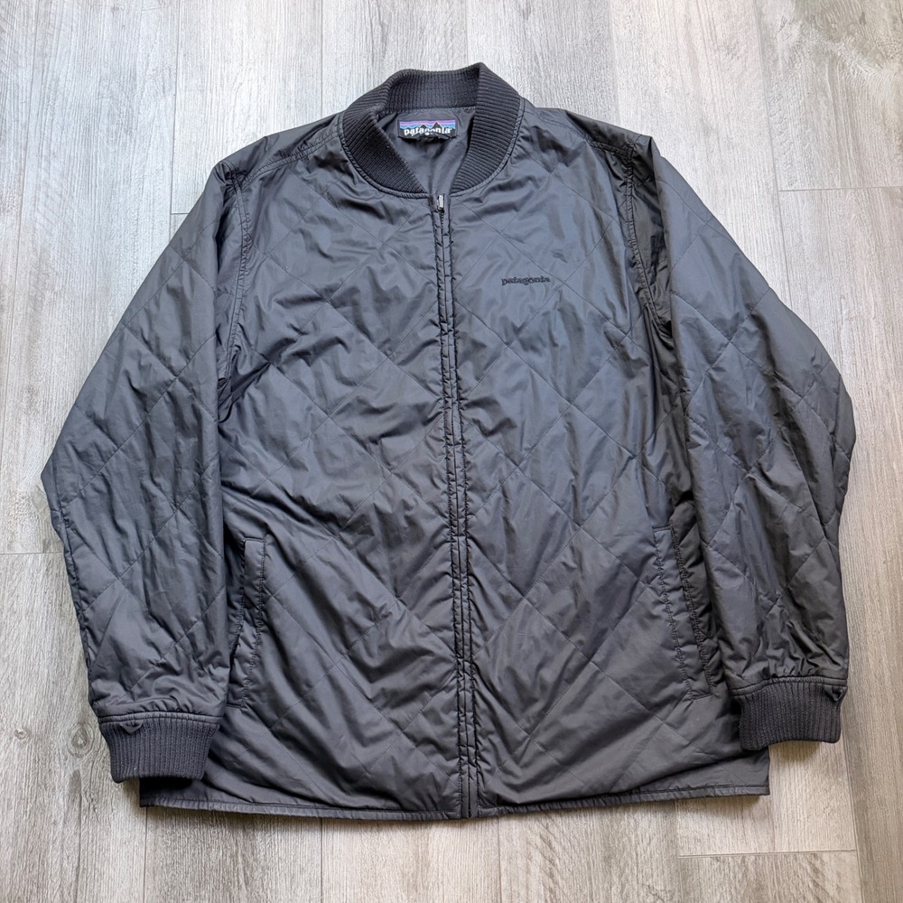 Patagonia Mens XL Black Diamond Quilted Bomber Jacket Insulated Full Zip Outdoor